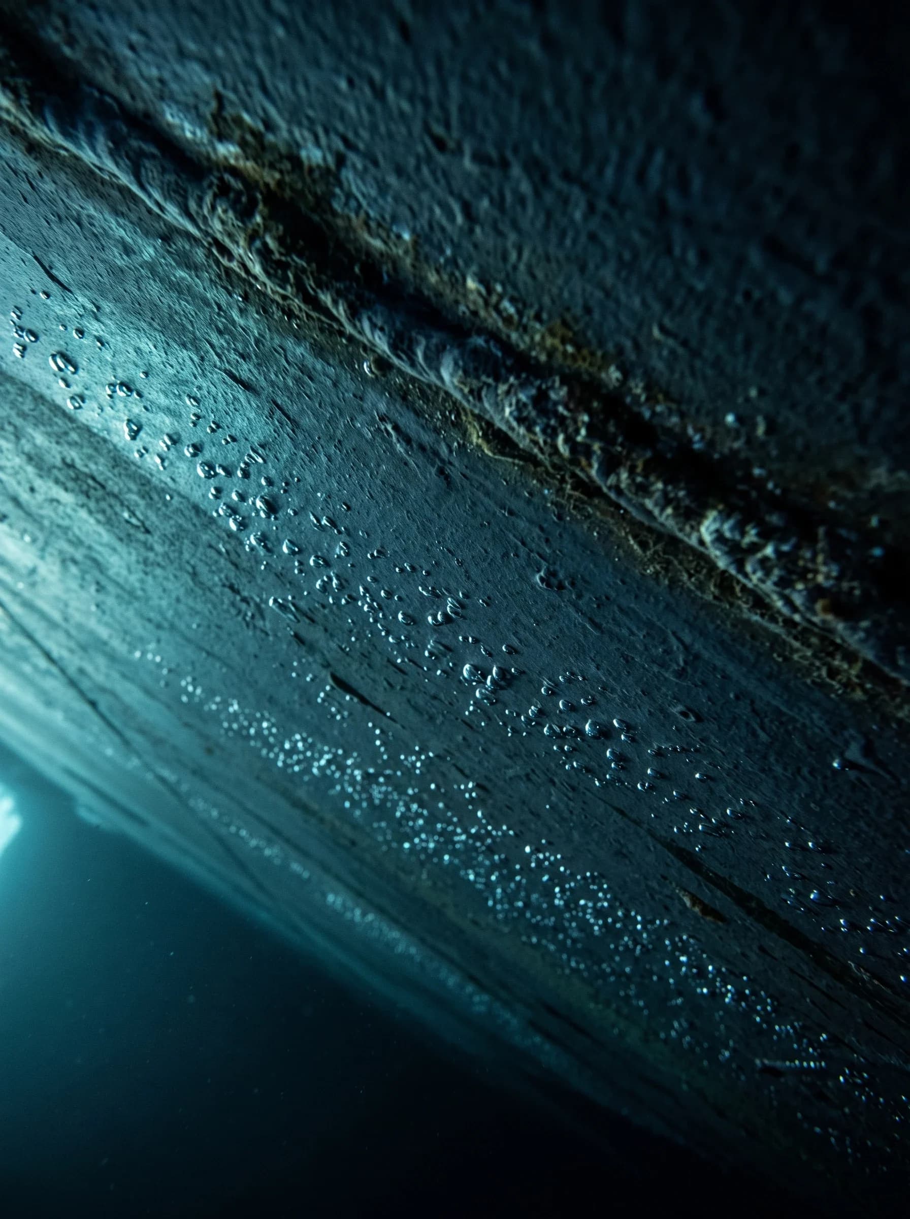 Microbubbles clinging to the hull bottom